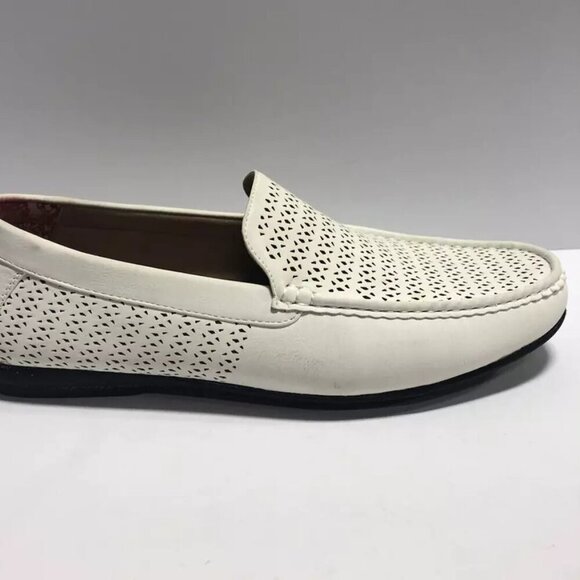 Stacy Adams Men’s Cicero, White Perf Moc Toe Slip-On Shoes, Size 13M. main image 5